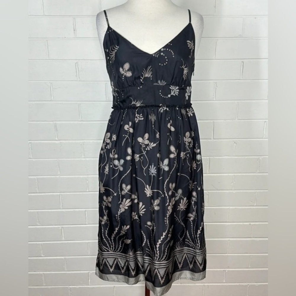 See By Chloe 100% Silk Floral Black Dress Sz. 4